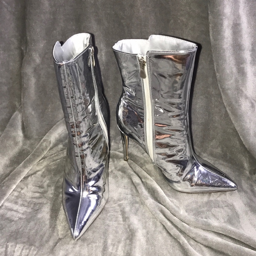 Silver metallic heels